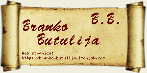 Branko Butulija vizit kartica